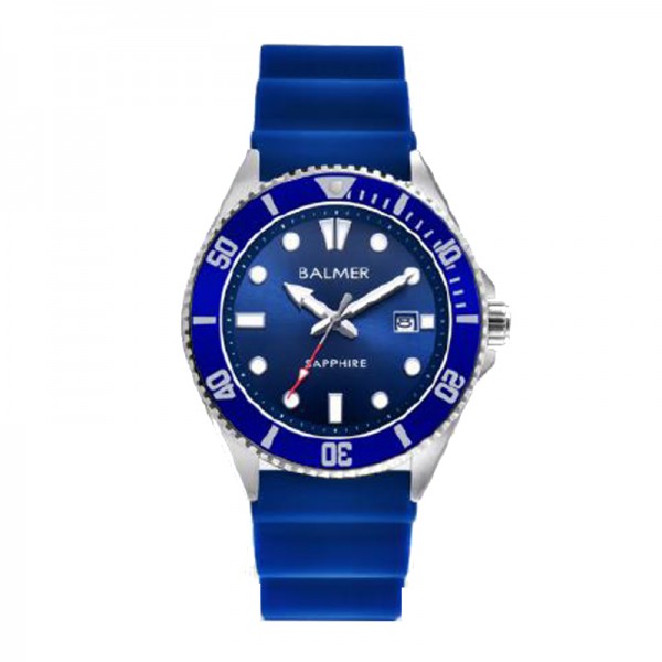 Balmer B-8174M-SS5 Silver Blue Rubber Submariner