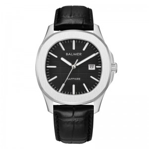 Balmer B-8189M-SS-4 Silver Black Leather Nautilus