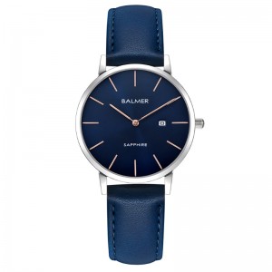 Balmer B-8143L-SS5-8 Silver Blue Rosegold Leather Lady