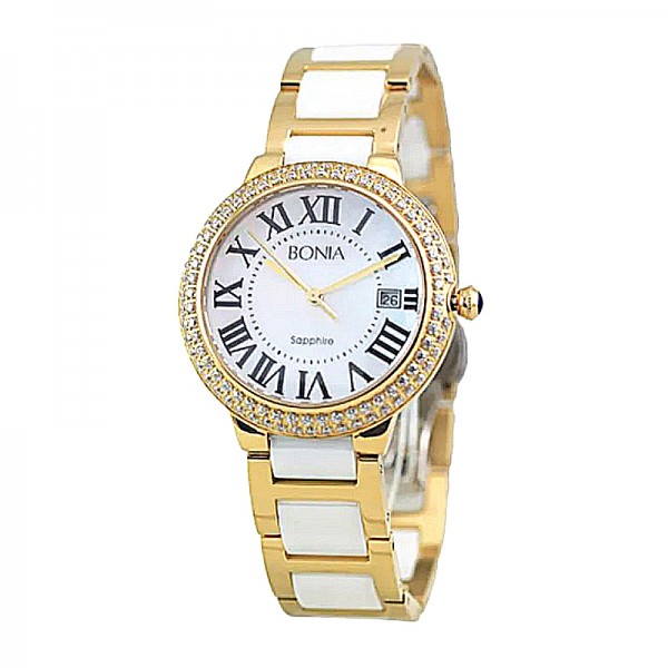 Bonia B10035-2251s Gold White Ceramic Lady