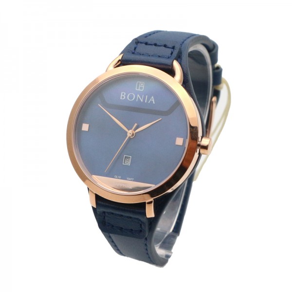 Bonia BNB10477-3586 Rosegold Blue  Leather