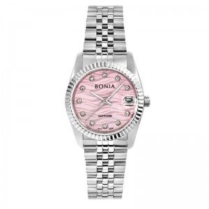 Bonia BNB10550-3327 Silver Pink Dial Wave