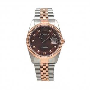 Bonia BNB10552-3643 Silver Rosegold Brown Lady