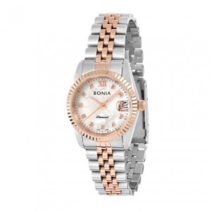 Bonia BNB10552-3653 Silver Rosegold White Lady Diamond