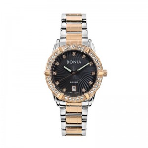 Bonia BNB10651-2637SN Silver Rosegold Black New
