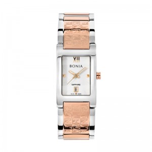 Bonia BNB10676-2612 Silver Rosegold Sapphire