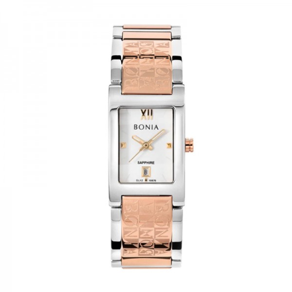 Bonia BNB10676-2612 Silver Rosegold Sapphire