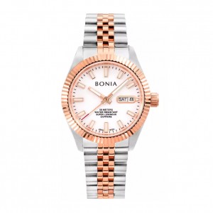Bonia BNB10723-3612A Automatic Day Date Silver Rosegold