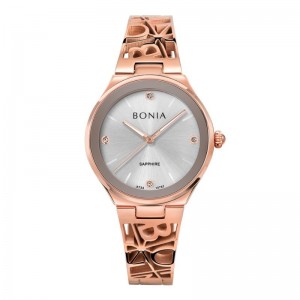 Bonia BNB10767-2513 Rosegold White Dial Sapphire