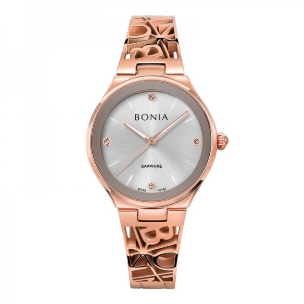 Bonia BNB10767-2513 Rosegold White Dial Sapphire