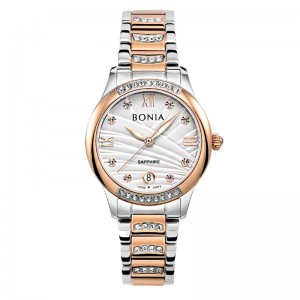Bonia BNB10813-2613S Silver Rosegold Sapphire