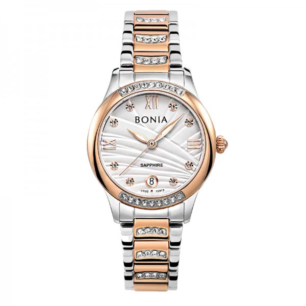 Bonia BNB10813-2613S Silver Rosegold Sapphire