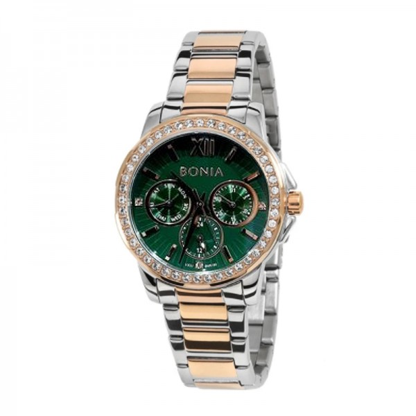 Bonia BR190-2693S Silver Rosegold Green Lady