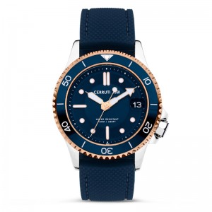 Cerruti 1881 CIWGN2224201 Pesaro Silver Blue Rubber