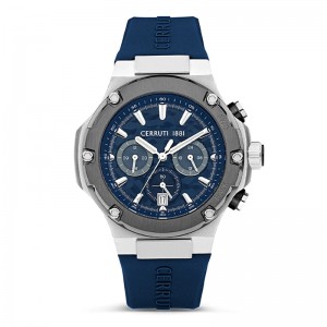 Cerruti 1881 CIWGQ2224303 Lucardo Silver Blue Rubber