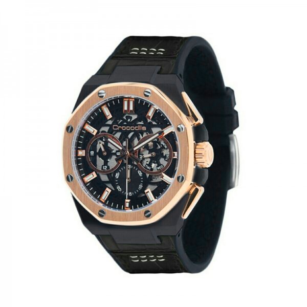 Crocodile CM-033G24B Rosegold Grey Black Rubber