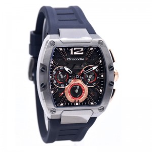 Crocodile CM-042D34B Black Rosegold Black Silicon Strap