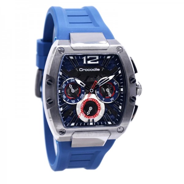 Crocodile CM-042G34C Black Blue Silicon Strap