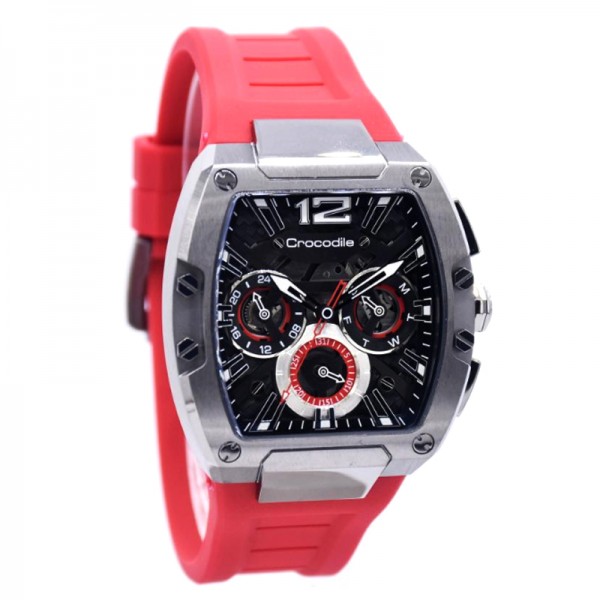 Crocodile CM-042G34J Black Red Silicon Strap