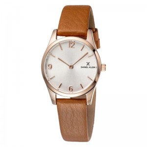 Daniel Klein DK11945-3 Rosegold White Brown Leather