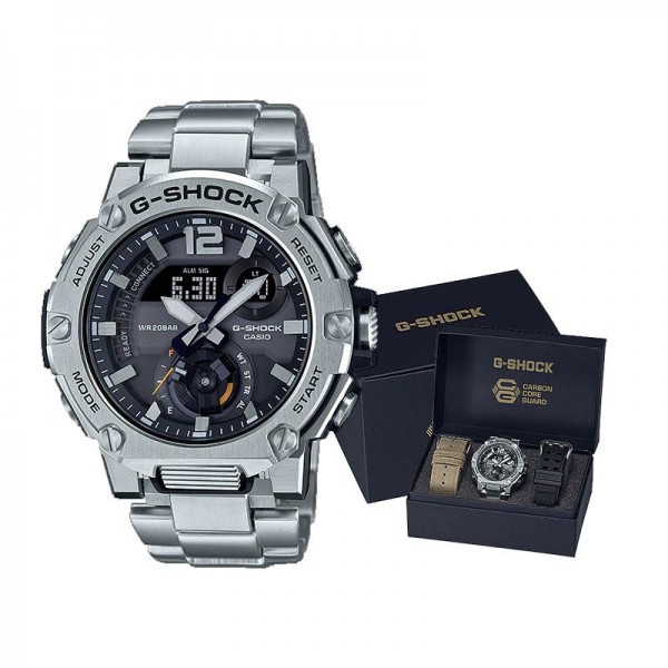 CASIO G SHOCK GST-B300E-5ADR SILVER BLACK STEEL CARBON