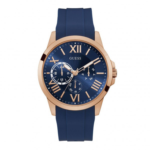 Guess GW0012G3 Rosegold Blue Rubber Watch Quartz