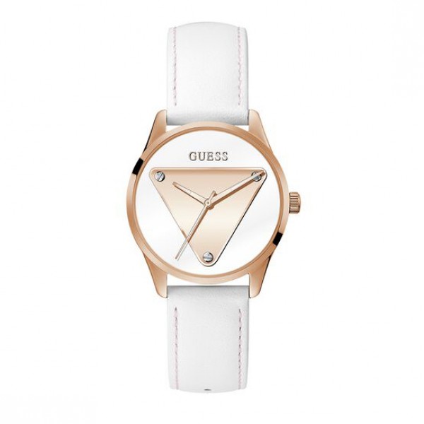 Guess GW0399L2 Emblem Rosegold White Leather