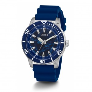 Guess GW0420G1 Silver Blue Rubber Watch Quartz