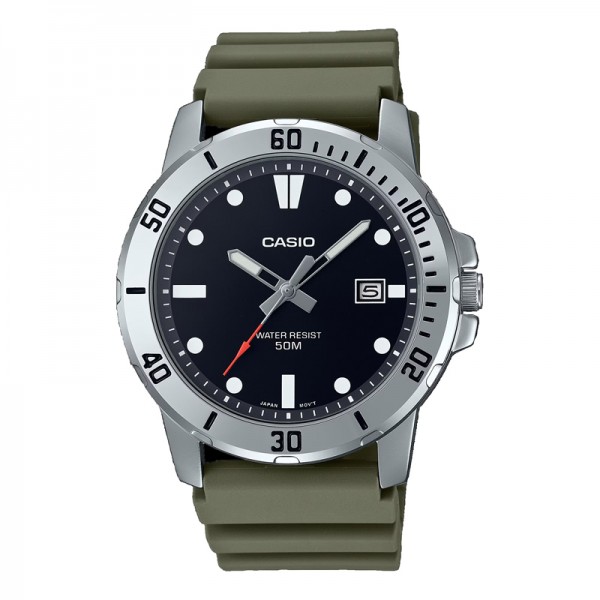 Casio MTP-VD01-3EVUDF Silver Green Rubber