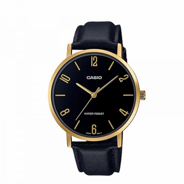 Casio MTP-VT01GL-1B2UDF Gold Black Leather