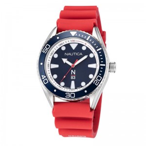 Nautica NAPFWF116 Silver Red Rubber