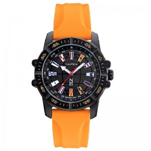Nautica NAPGCS009 Black Orange Rubber Free Black Rubber Strap