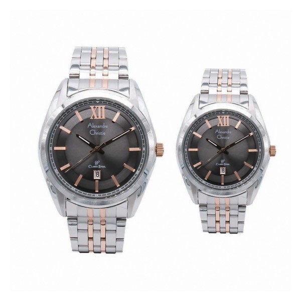 Alexandre Christie AC 8501 Silver Rosegold Black Couple