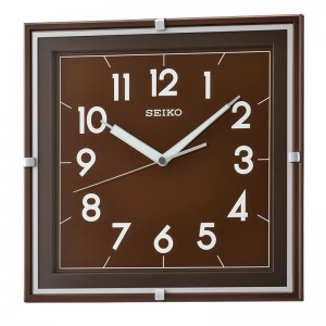 Jam Dinding Seiko QXA758Z Petak Coklat Brown Quiet Sweep Lumibrite