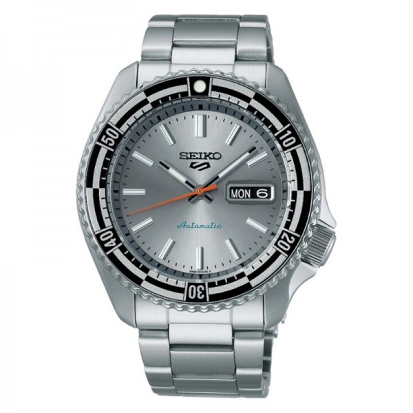 Seiko SRPK09K1 Silver Grey Automatic Date Day Steel Seiko 5