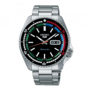 Seiko SRPK13K1 Silver Black Automatic Date Day Steel Seiko 5