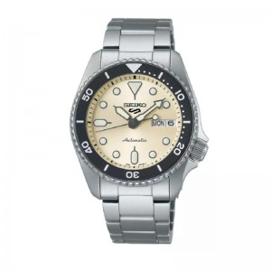 Seiko SRPK31K1 Silver Ivory Automatic Date Day Steel Seiko 5 Midi 38mm