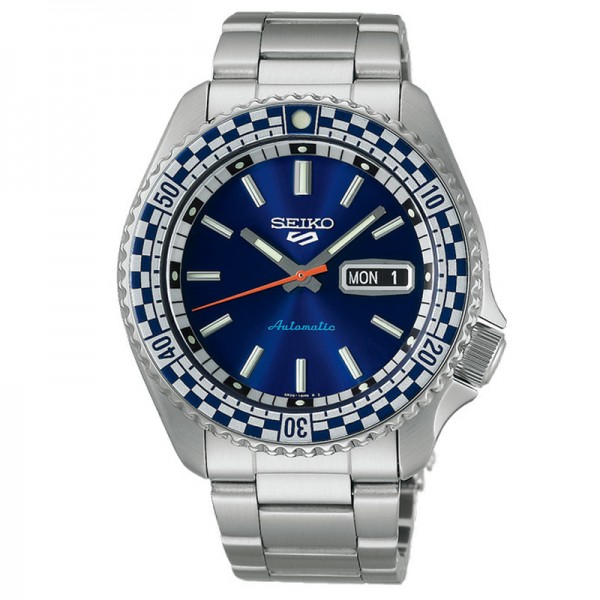 Seiko SRPK65K1 SKX Sports Style Petrol Blue Checker Flag 5