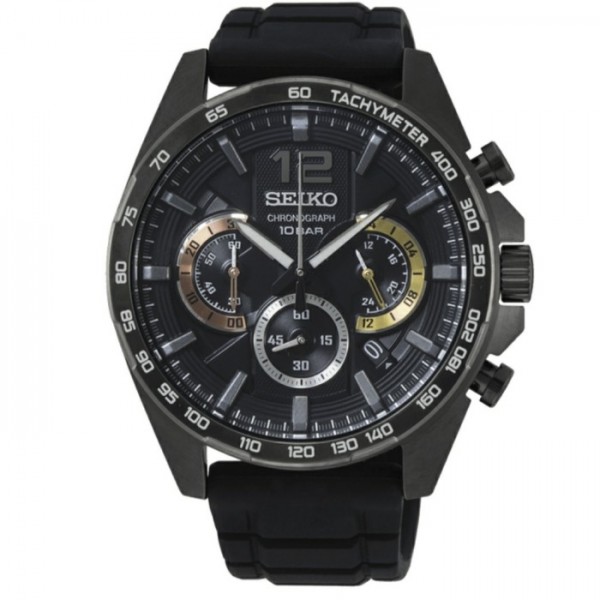 Seiko SSB349P1 Full Black Silicon Rubber