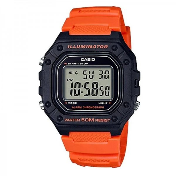 CASIO W-218H-4B2DR BLACK Orange