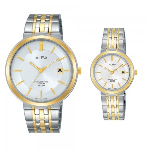 Alba AS9D76X1&AH7N46X1 Couple Silver Gold White