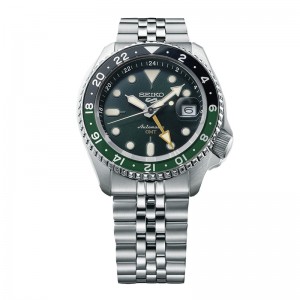 Seiko SSK035K1 Automatic Black Dial GMT Black Green Ring New