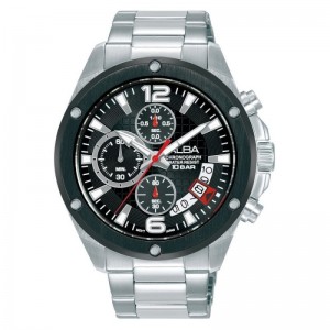 ALBA AM3981X AM3981 Silver Black Dial Chronograph