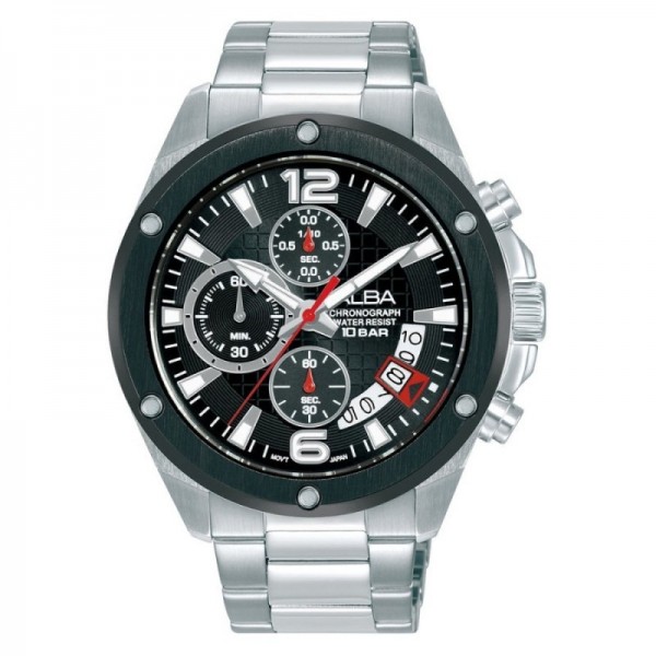 ALBA AM3981X AM3981 Silver Black Dial Chronograph ALBA AM3981X AM3981 Silver Black Dial Chronograph
