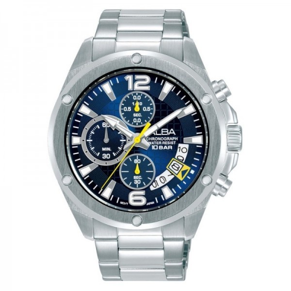 ALBA AM3987X AM3987 Silver Blue Dial Chronograph