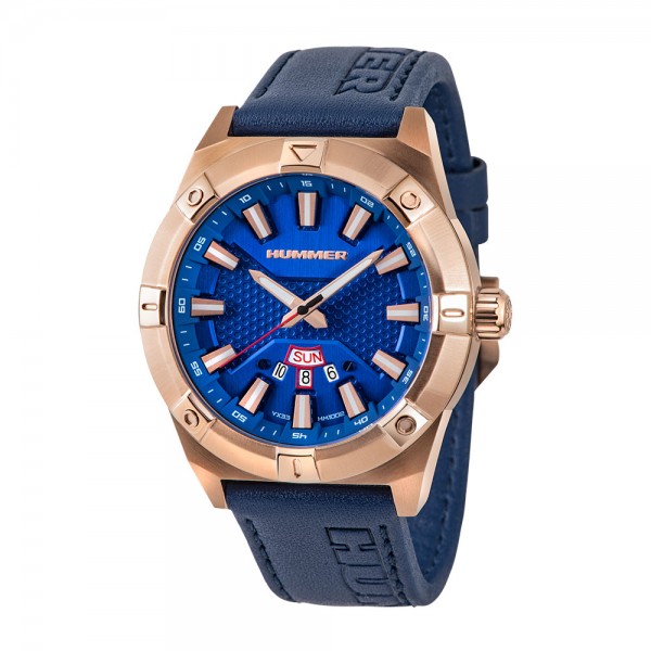 Hummer HM1002-1582 Rosegold Steel Blue Leather