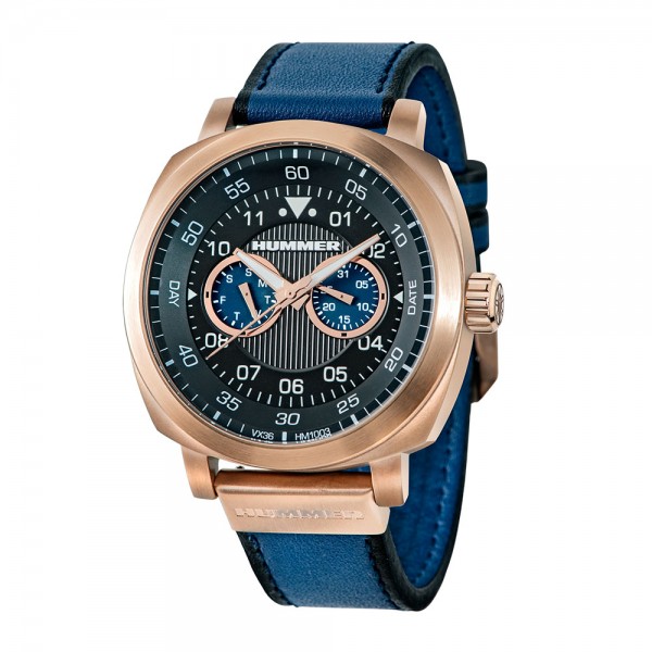 Hummer HM1003-1534 Rosegold Steel Blue Leather