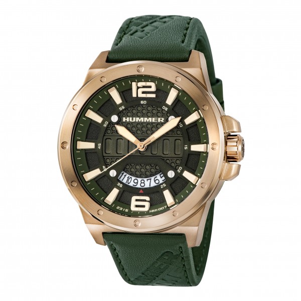 Hummer HM1007-1095 Light Gold Steel Green Leather