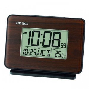 Jam Meja Weker QHL068B Wood Design Seiko